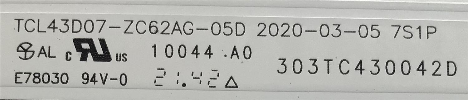 KIT DE LED'S PARA TV LG ((3 PIEZAS)) / NUMERO DE PARTE 303TC430042D / TCL43D07-ZC62AG-05D /  TCL43D07-ZC62AG-05D / TCL43D07-ZC62AG-05D / PANEL LVU430BEDX E0018 / MODELO 43UP7000PUA / 43UP7000PUA.CUSFLH - Imagen 2